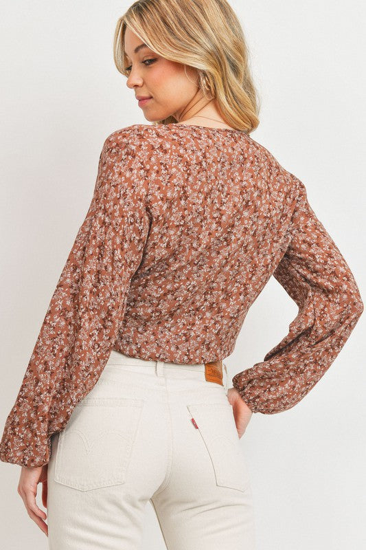 Sweet Moments Floral Top - Brown