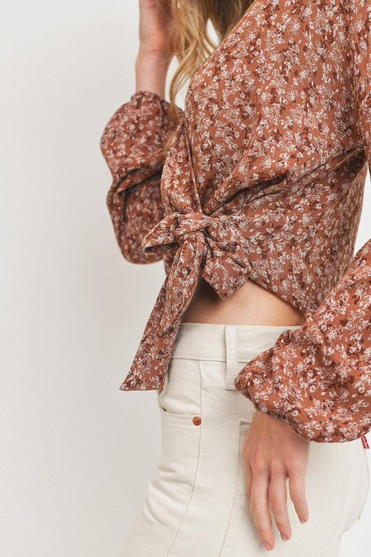 Sweet Moments Floral Top - Brown