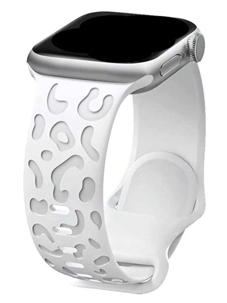 Leopard Silicone Watch Band - White