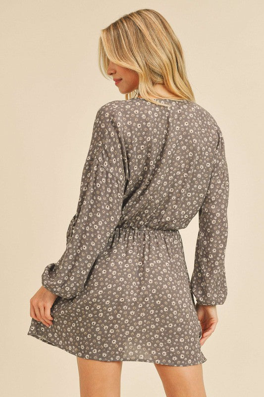 Make It Known Floral Dress - Charcoal