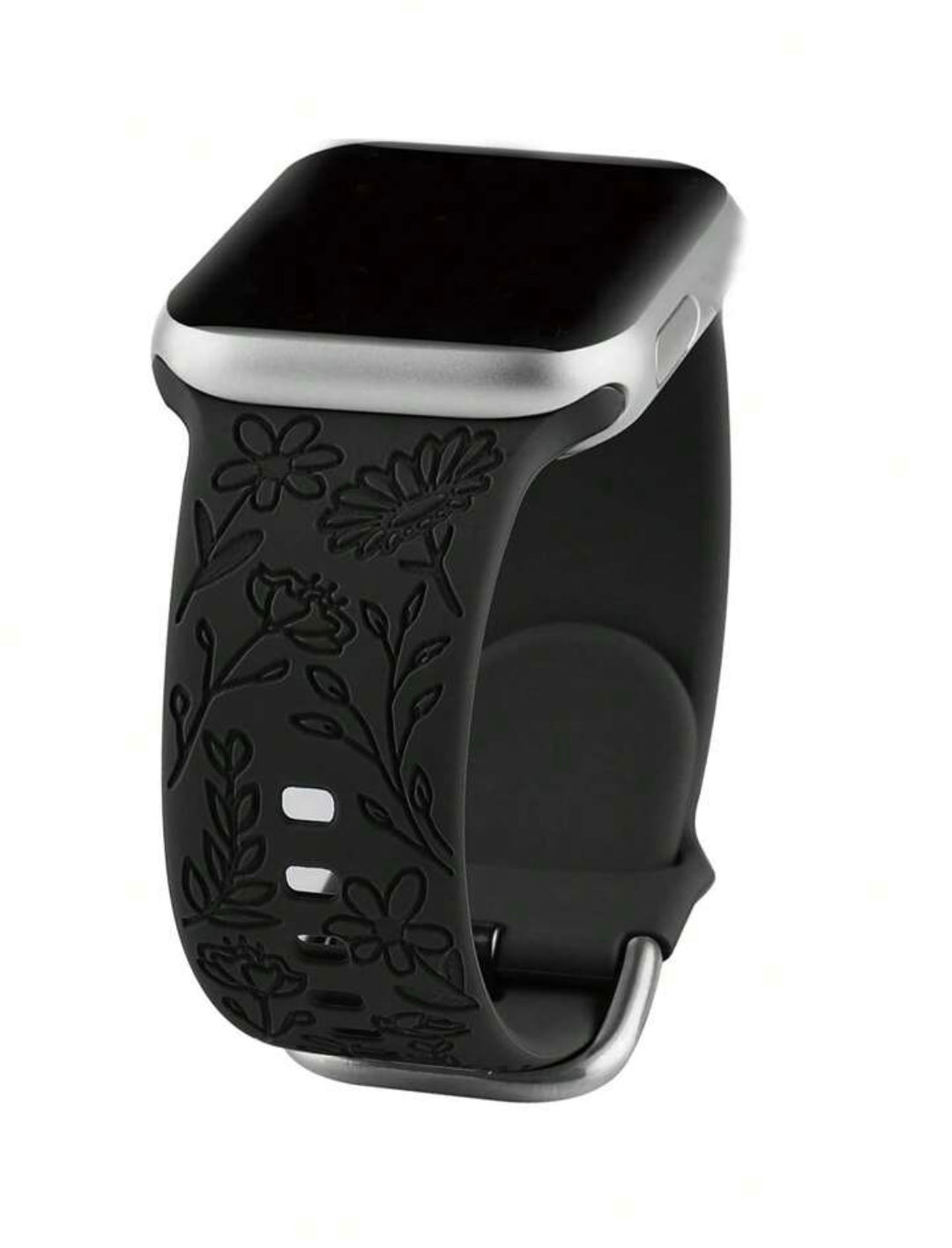 Floral Silicone Watch Band - Black