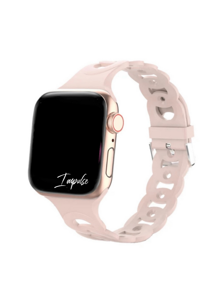 Chain Link Silicone Watch Band - Pink