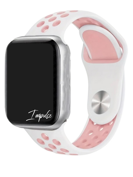 Two Tone Silicone Watch Band - White & Pink