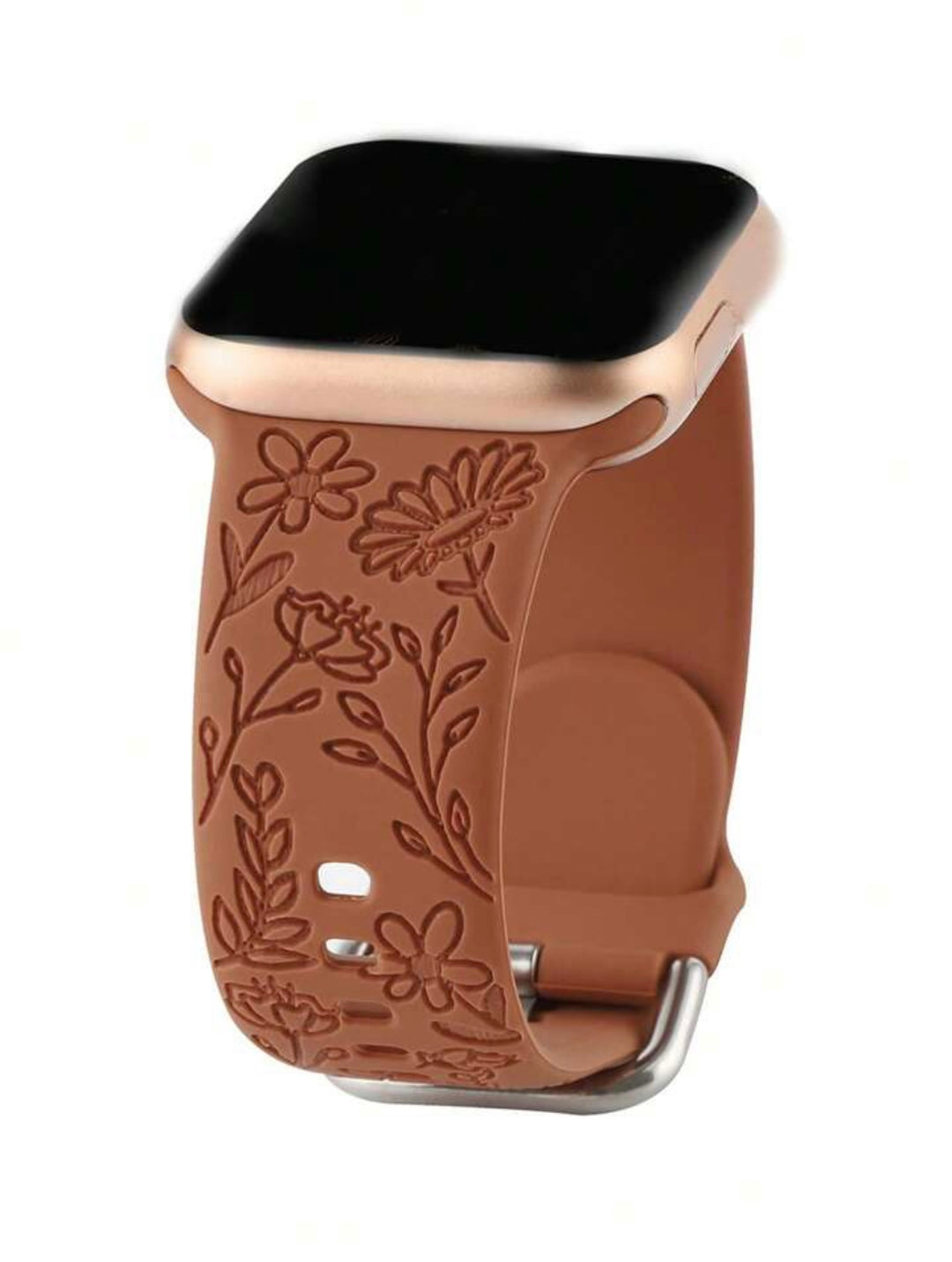 Floral Silicone Watch Band - Brown