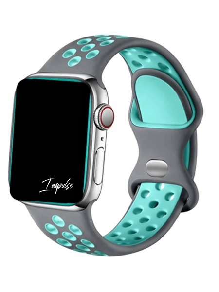 Two Tone Silicone Watch Band - Grey Turquoise