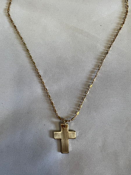 Cross Beaded Necklace - Gold