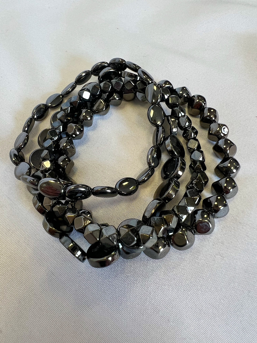 Multi Layered Metal Bead Bracelet - Hematite
