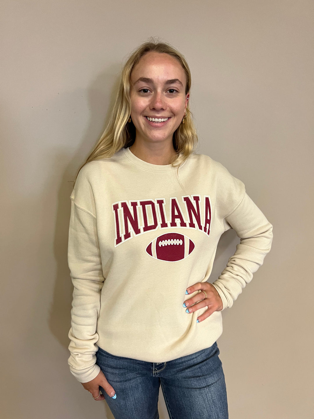 Indiana Football Graphic Sweatshirt - Cream