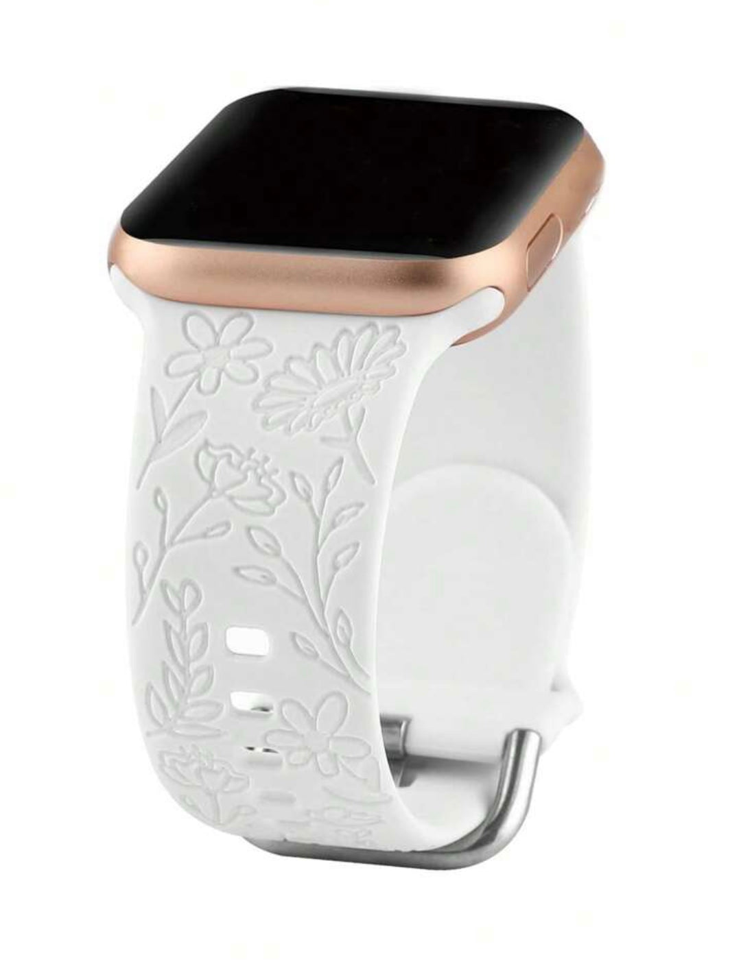 Floral Silicone Watch Band - White
