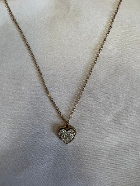 Heart Druzy Necklace - Silver