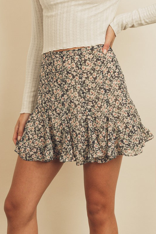 Time To Bloom Mini Skirt - Navy