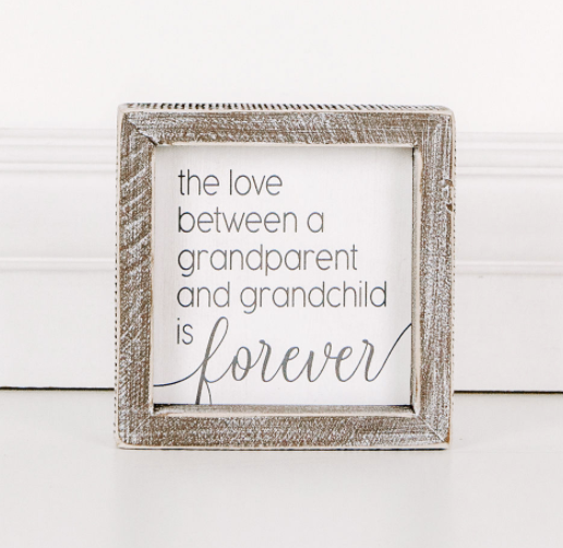 The Love Between Grandparents Mini Sign