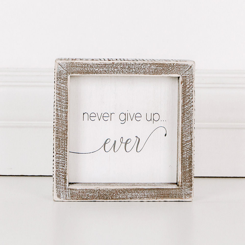 Never Give Up Mini Sign