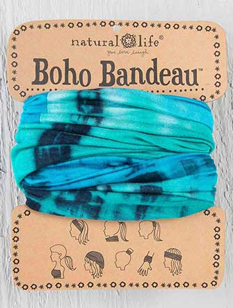 Boho Bandeau - Turquoise & Navy Tie Dye