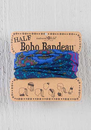 Boho Half Bandeau - Purple Teal Blue Stripe