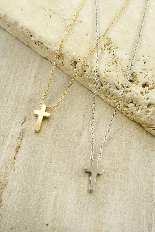 Delicate Mini Cross Necklace - Gold