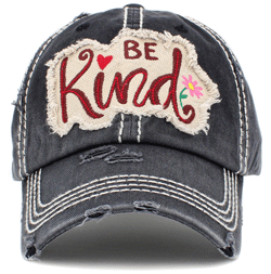 Be Kind Vintage Baseball Cap Hat - Black