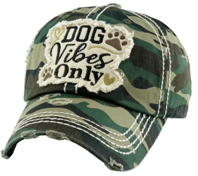 Dog Vibes Vintage Baseball Cap Hat - Camo