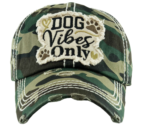 Dog Vibes Vintage Baseball Cap Hat - Camo
