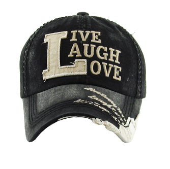 Live Love Laugh Vintage Baseball Cap Hat - Black