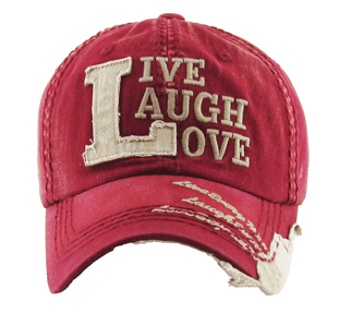 Live Love Laugh Vintage Baseball Cap Hat - Maroon