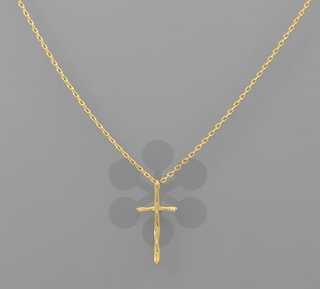Wave Cross Necklace - Gold