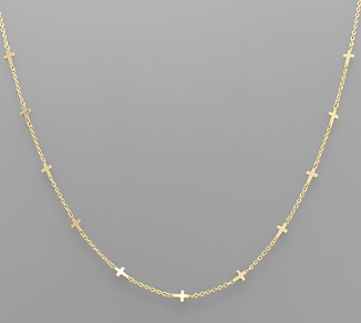 Multi Mini Cross Necklace - Gold