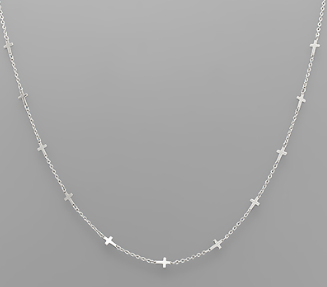 Multi Mini Cross Necklace - Silver