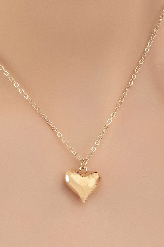 Puff Heart Necklace - Gold