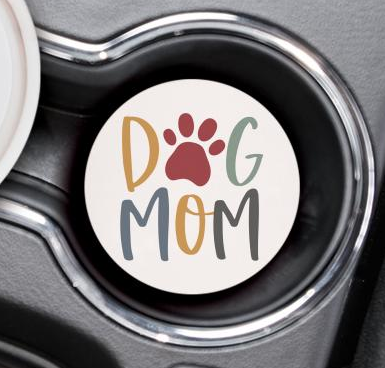 Single Car Coaster - Dog Mom Paw Print