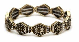 Textured Hexagon Bracelet Antique Gold