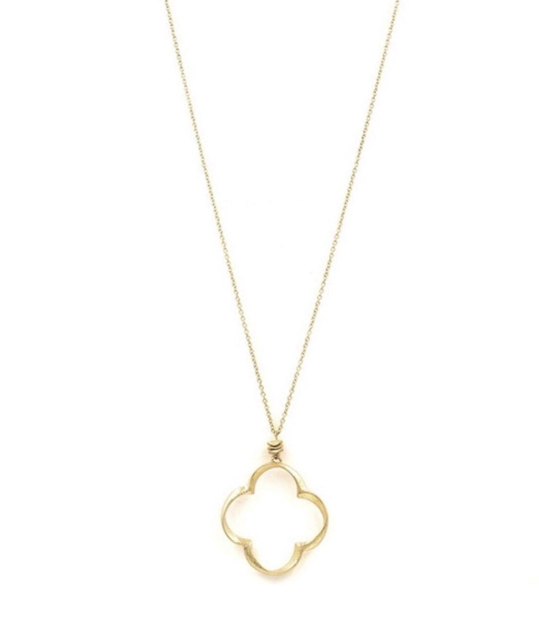 Twisted Quaterfoil Pendant Long Necklace Gold