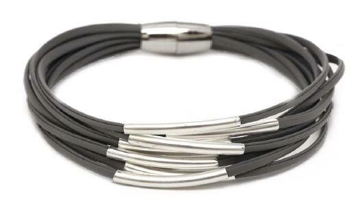 Grey Cord & Silver Bar Bracelet