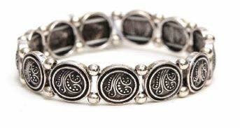 Textured Circle Bracelet Antique Silver