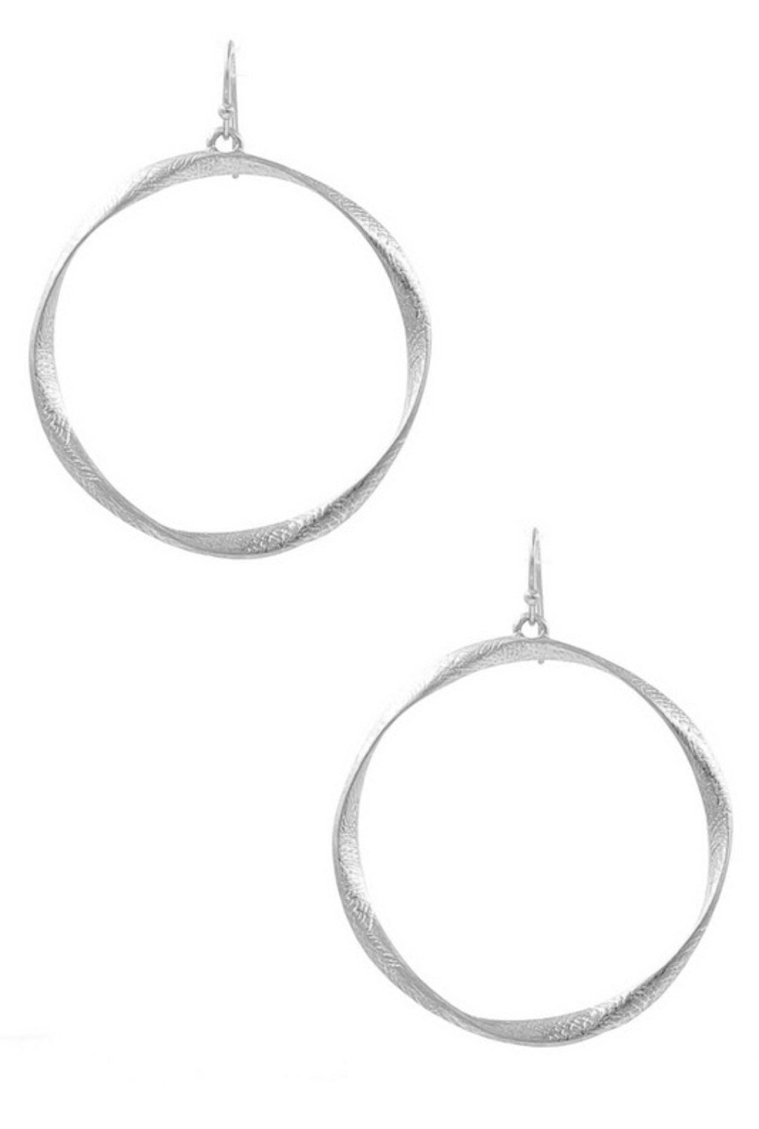 Twist Ring Earrings - Silver