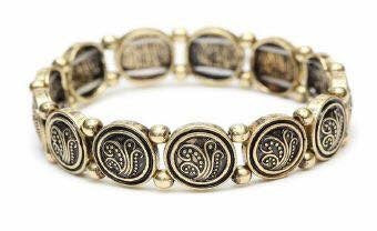 Textured Circle Bracelet Antique Gold