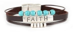 Faith Leather Layered Bracelet - Silver