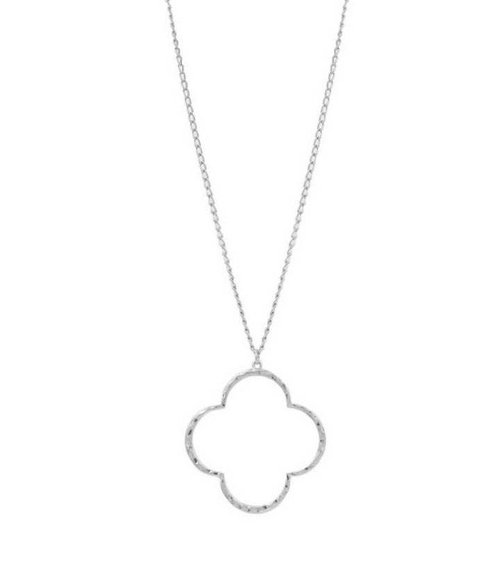 Quatrefoil Hammered Necklace - Silver