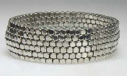 Flat Bead Band Bracelet Silver