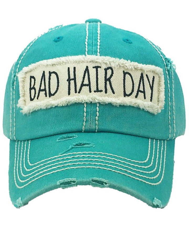 Bad Hair Day Vintage Baseball Cap Hat - Turquoise