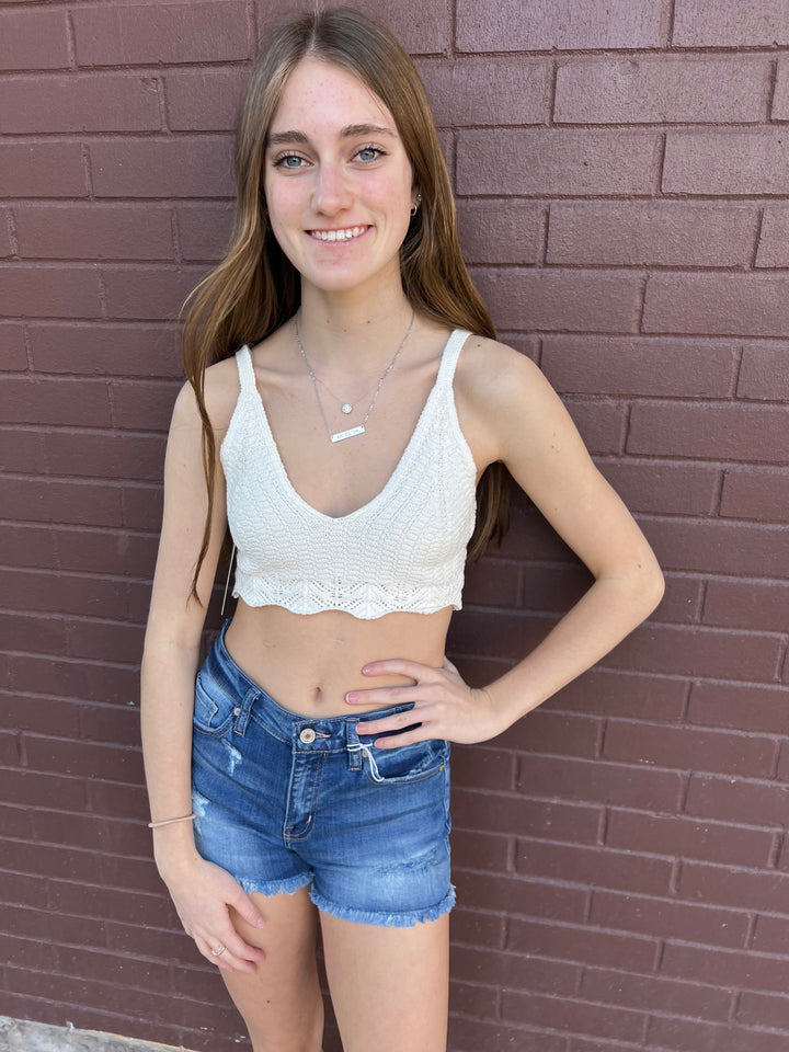 Sight To See Crochet Crop Top - White