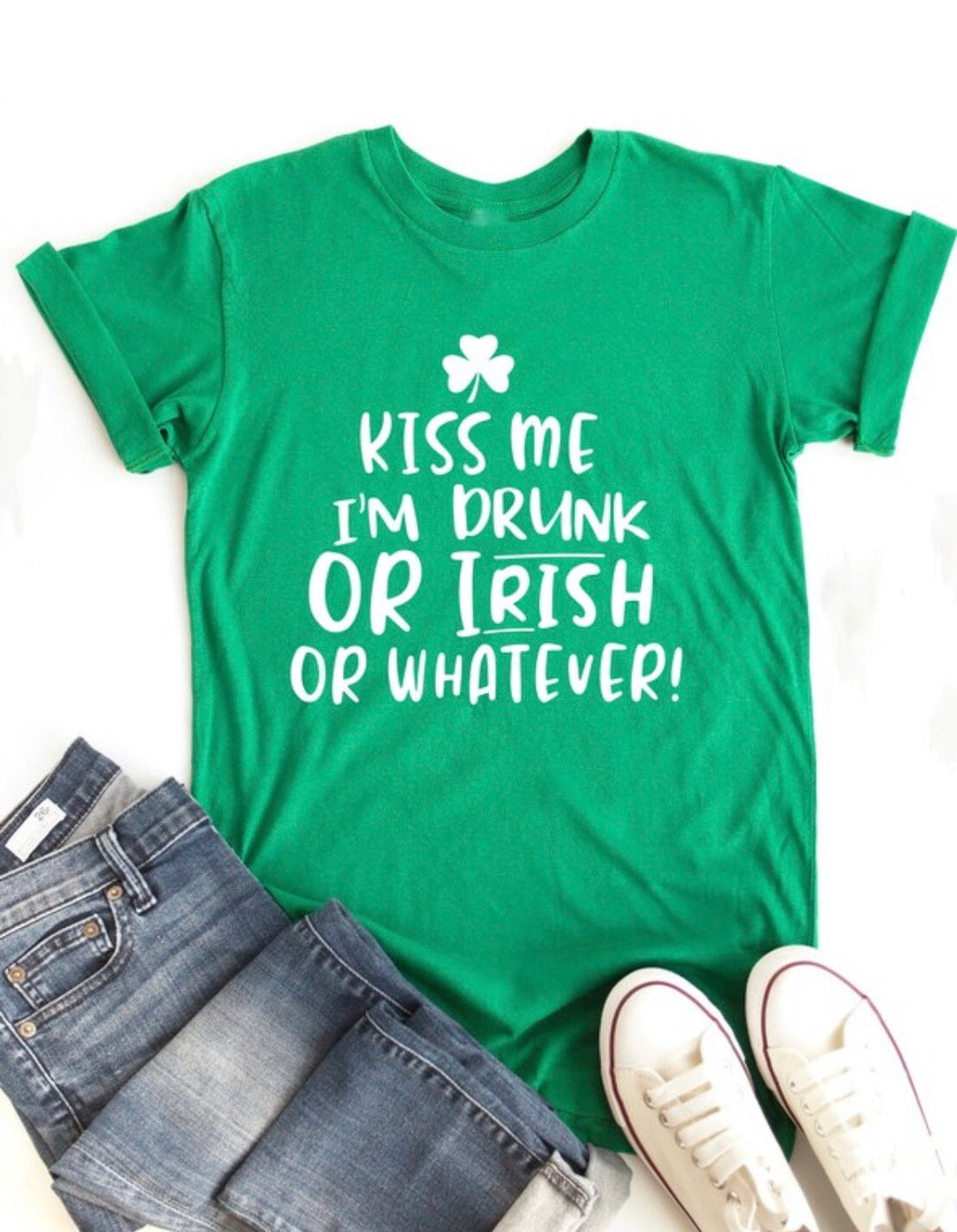 Kiss Me I'm Drunk or Irish Tee - Green