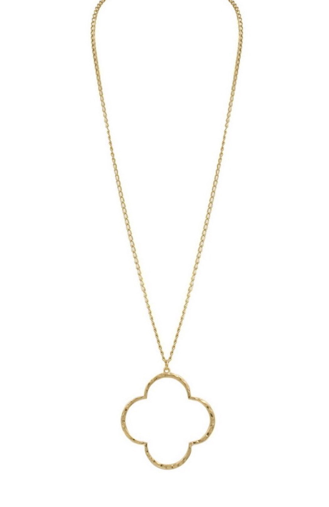 Quatrefoil Hammered Necklace - Gold