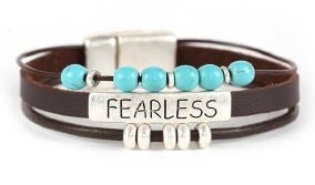 Fearless Leather Layered Bracelet - Silver