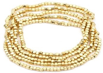 Multi Strand Bead Bracelet Matte Gold