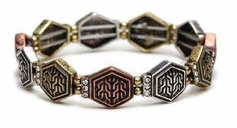 Textured Hexagon Bracelet Mixed Metal