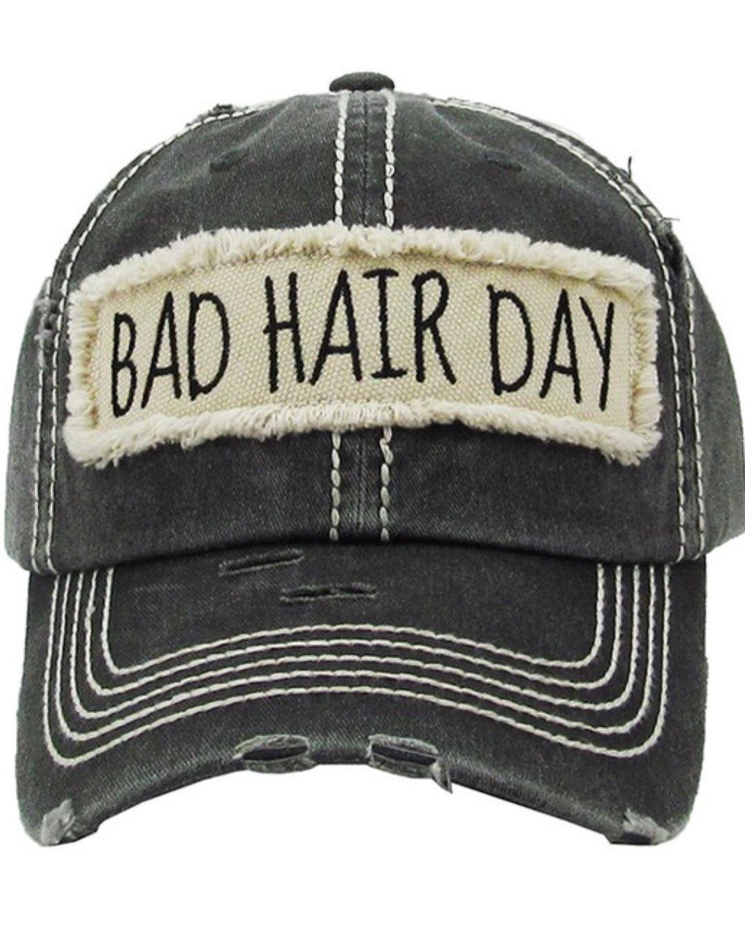 Bad Hair Day Vintage Baseball Cap Hat - Black