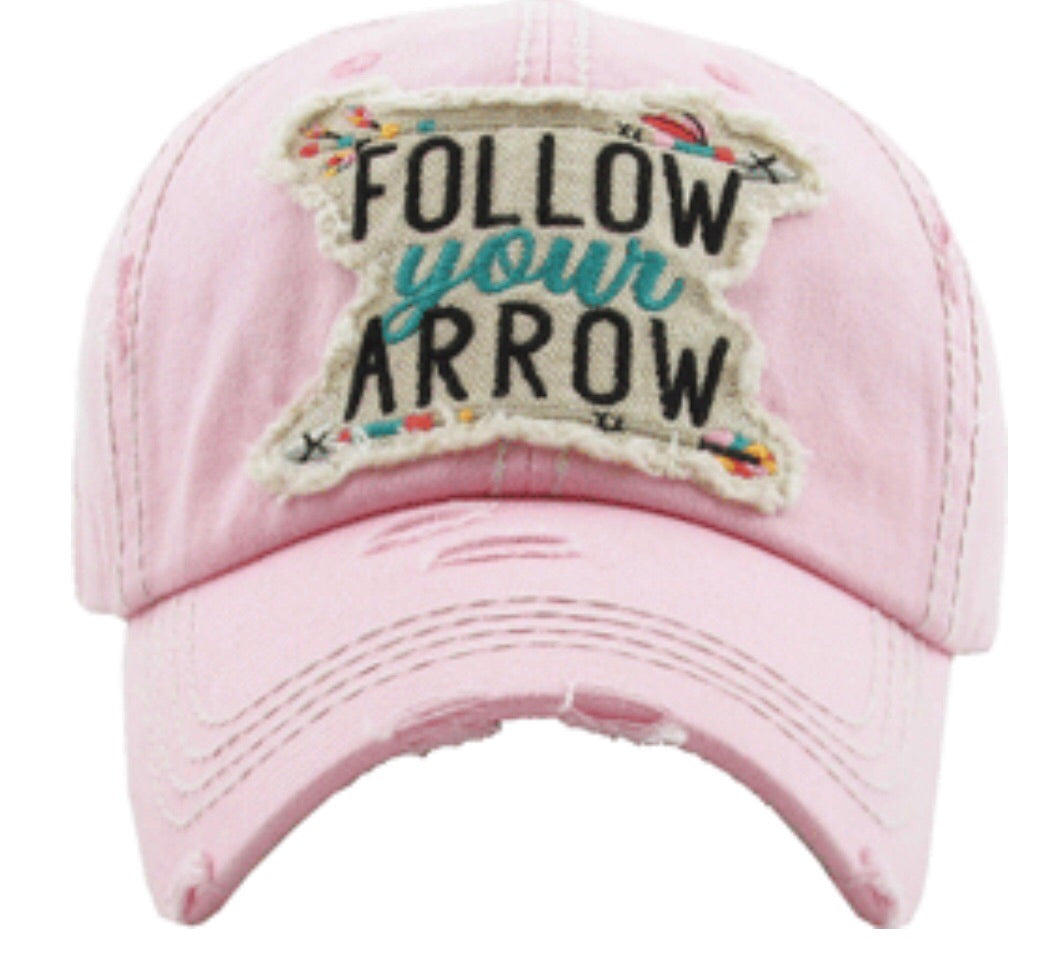 Follow Your Arrow Vintage Baseball Cap - Pink