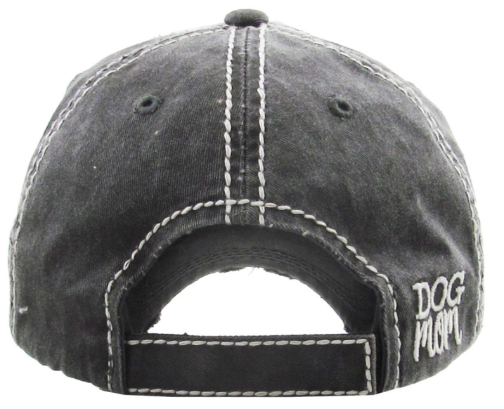 Dog Mom Vintage Baseball Cap Hat - Black