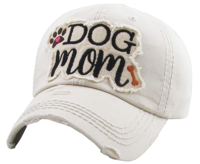Dog Mom Vintage Baseball Cap Hat - Stone